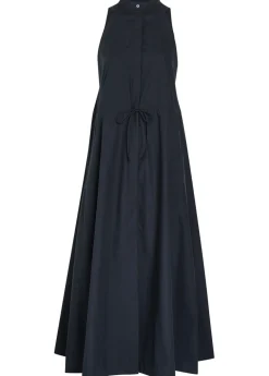 Drawstring cotton-poplin midi dress