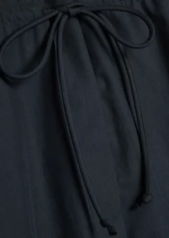 Drawstring cotton-poplin midi dress
