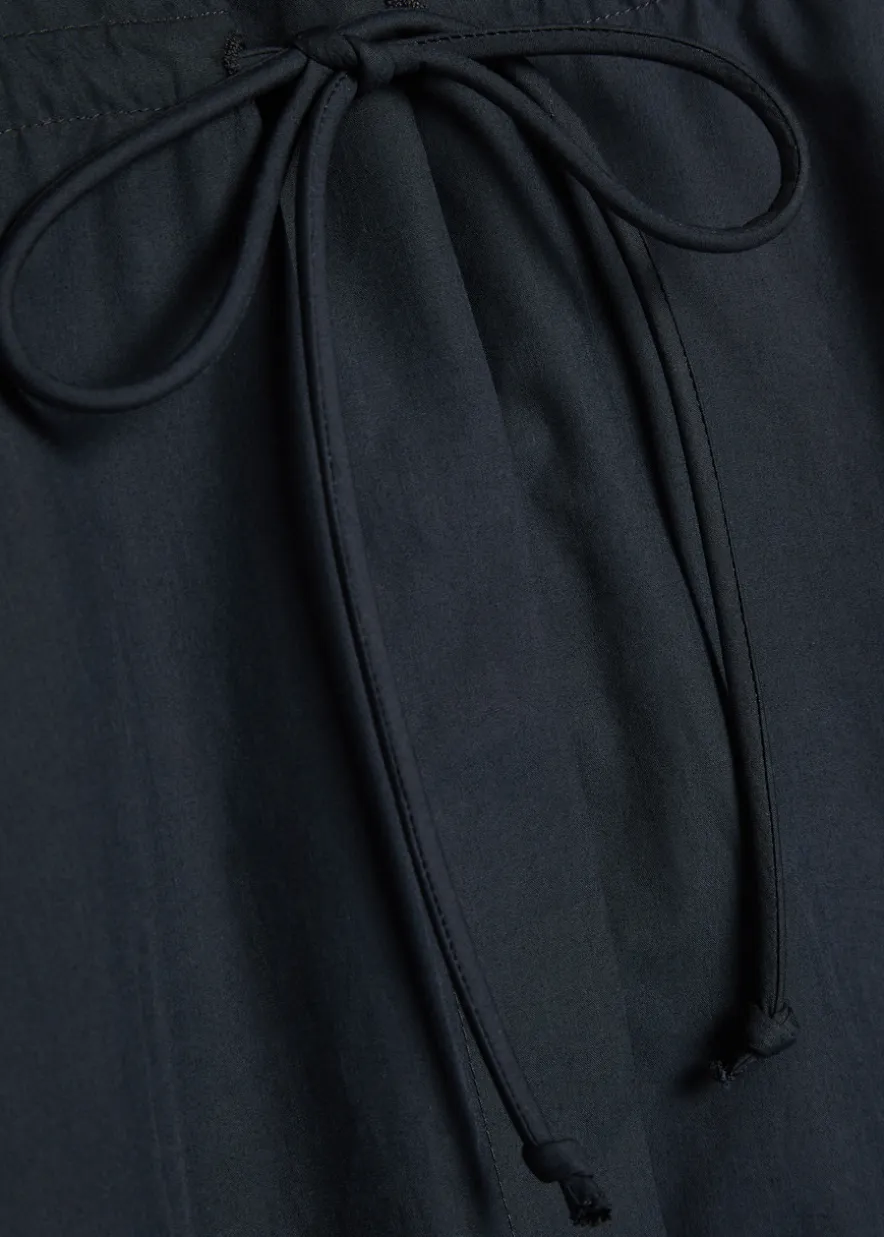 Drawstring cotton-poplin midi dress