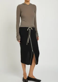 Drawstring silk-georgette midi skirt