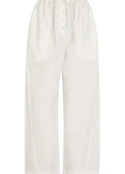 Drawstring straight-leg cotton trousers