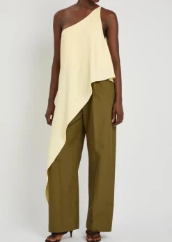 Drawstring straight-leg cotton-poplin trousers