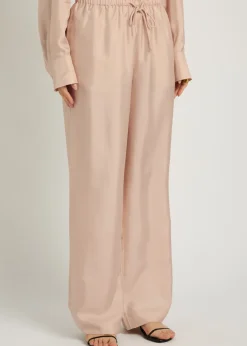 Drawstring straight-leg silk trousers