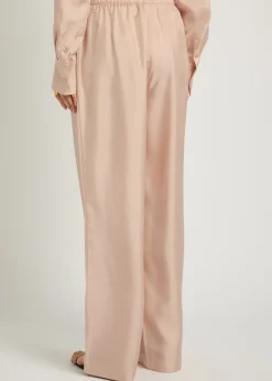 Drawstring straight-leg silk trousers