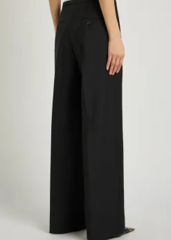 Drawstring straight-leg wool-blend trousers