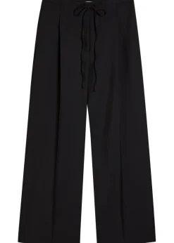 Drawstring straight-leg wool-blend trousers