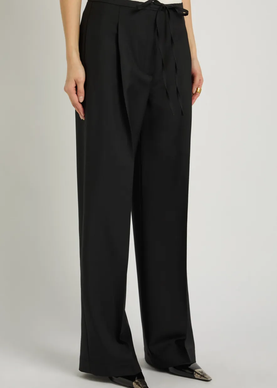 Drawstring straight-leg wool-blend trousers