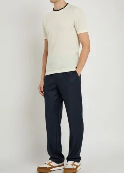 Drawstring straight-leg wool trousers