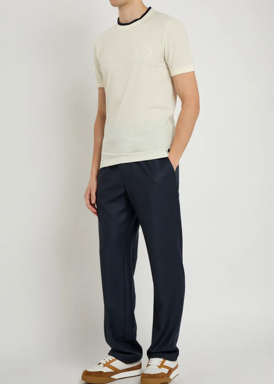 Drawstring straight-leg wool trousers