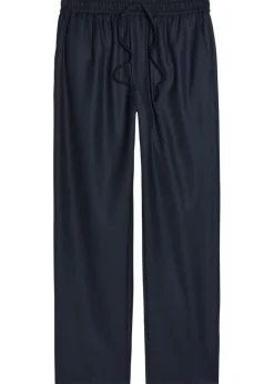 Drawstring straight-leg wool trousers