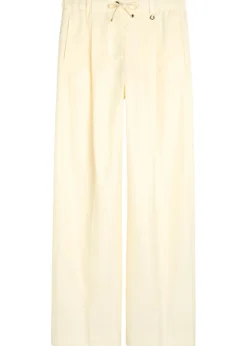 Drawstring straight-leg wool trousers