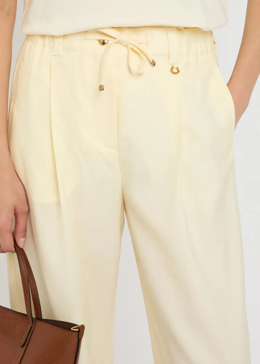 Drawstring straight-leg wool trousers