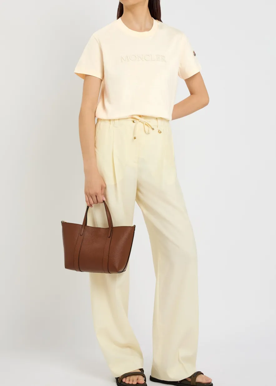 Drawstring straight-leg wool trousers