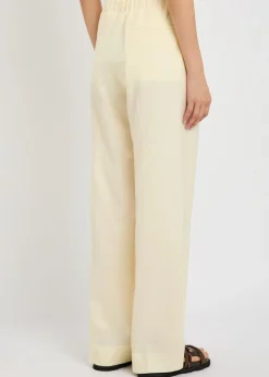 Drawstring straight-leg wool trousers