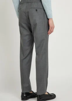 Drawstring tapered-leg wool trousers