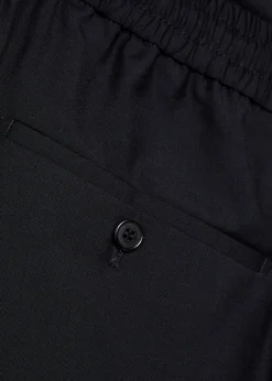Drawstring tapered-leg wool trousers