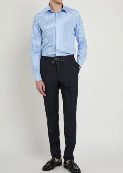 Drawstring tapered-leg wool trousers