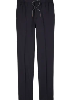 Drawstring tapered-leg wool trousers