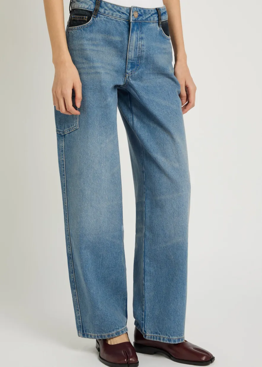 Drew embroidered relaxed straight-leg jeans