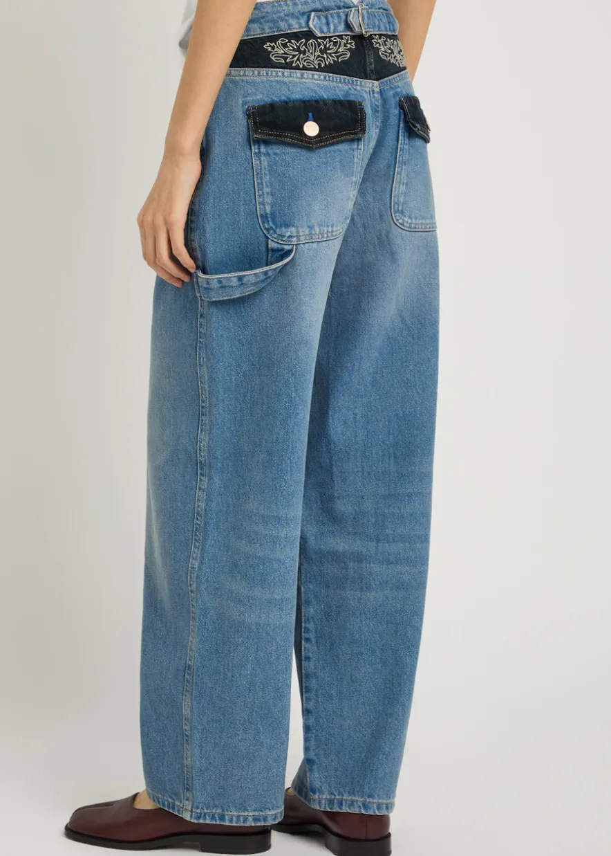 Drew embroidered relaxed straight-leg jeans