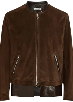 Drift layered-hem suede jacket