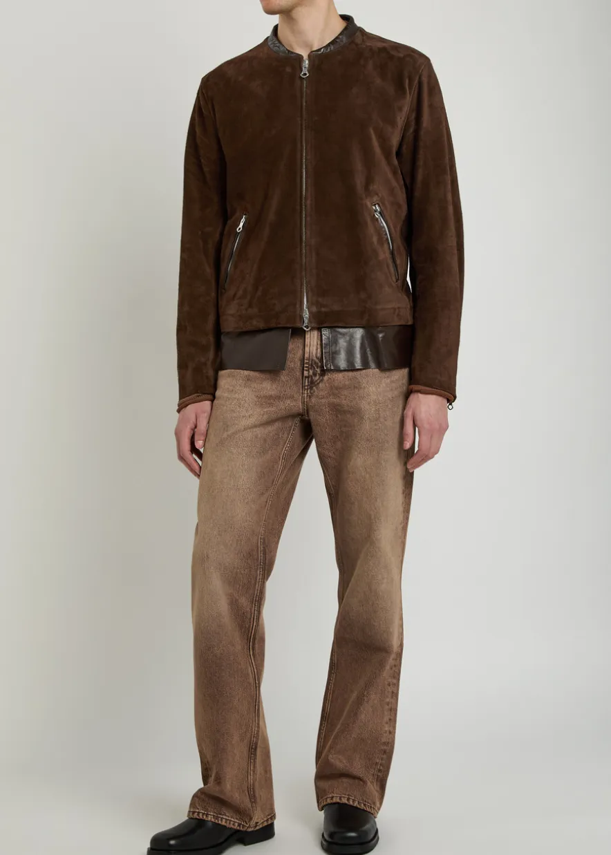 Drift layered-hem suede jacket