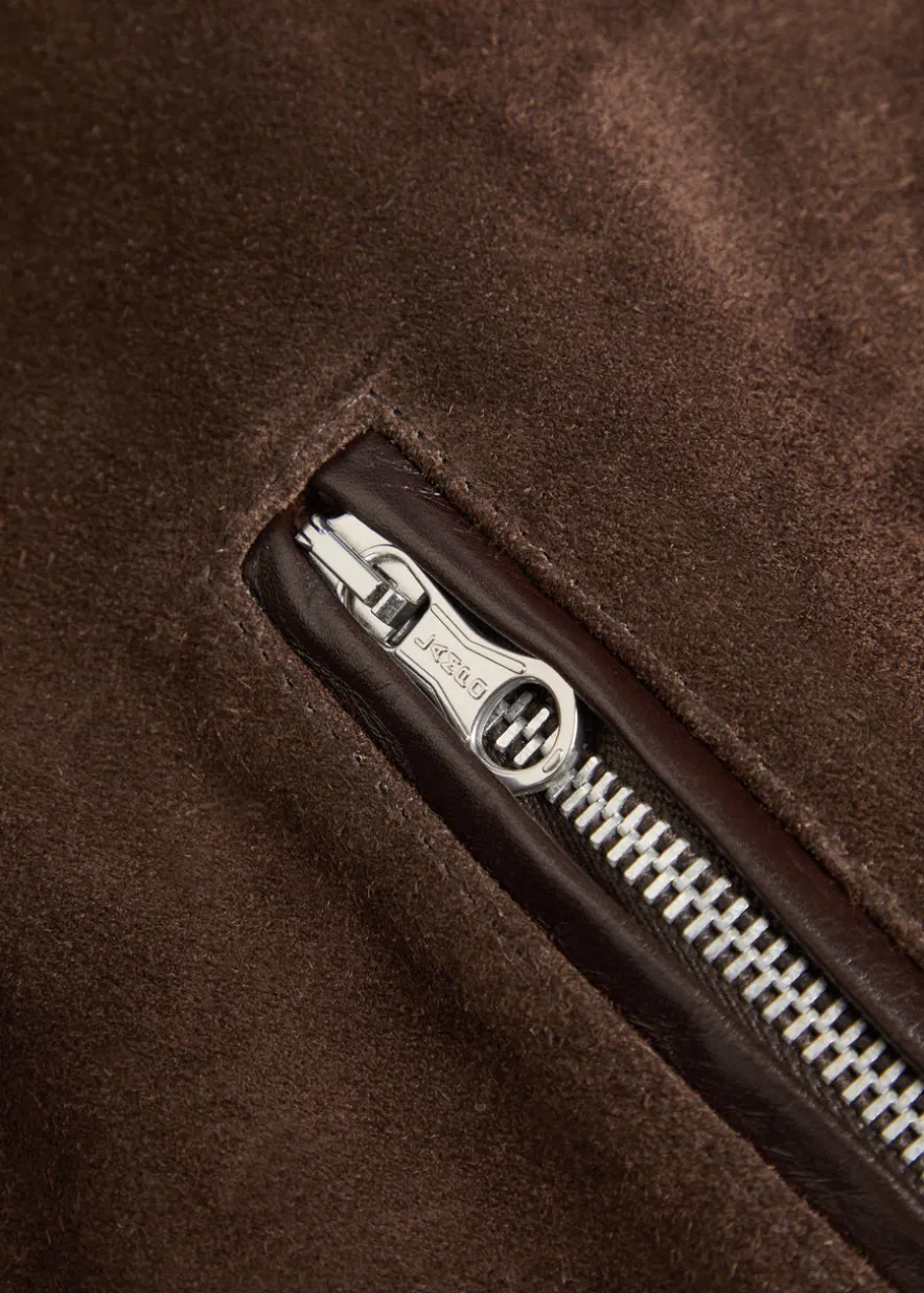 Drift layered-hem suede jacket