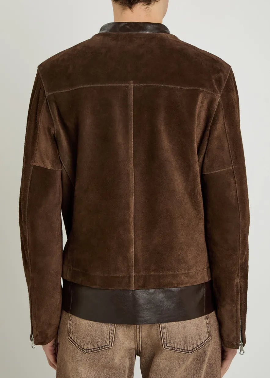 Drift layered-hem suede jacket