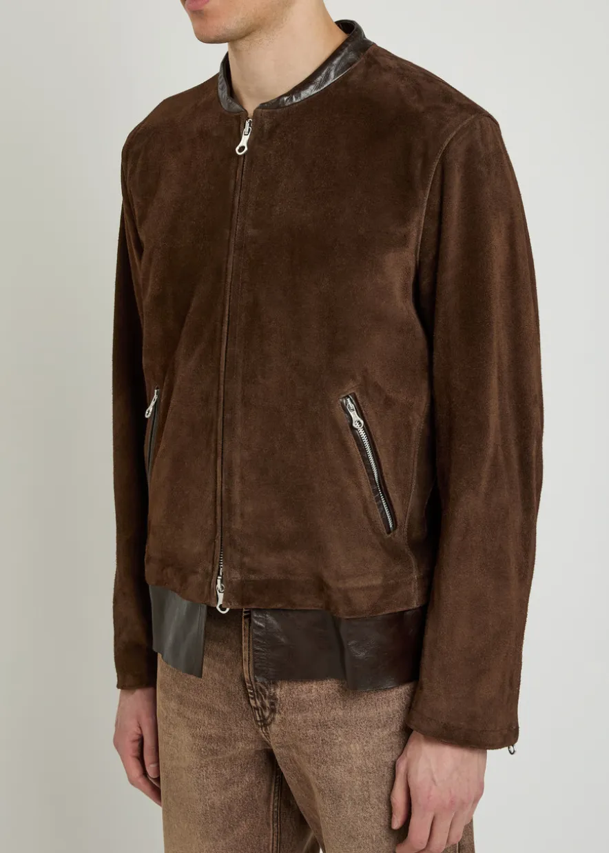 Drift layered-hem suede jacket