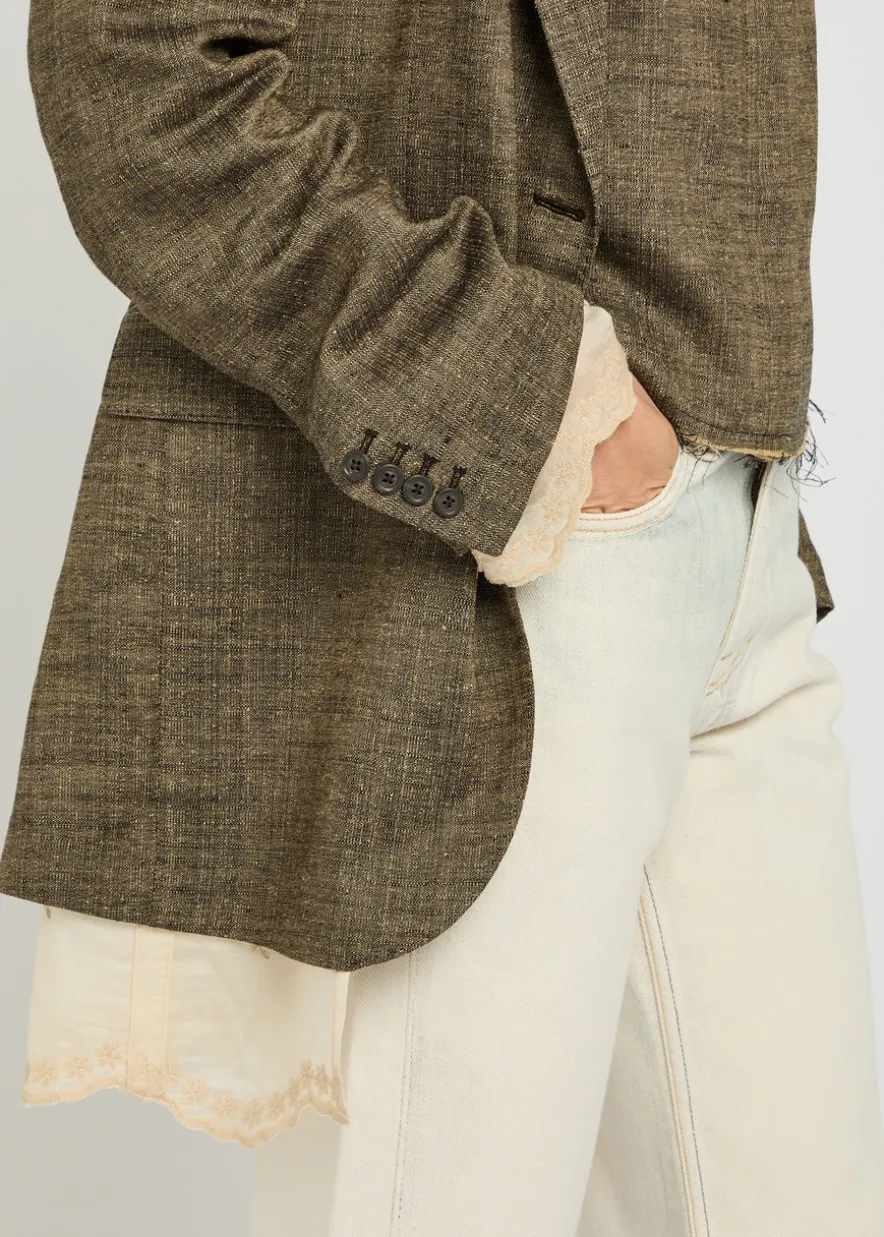 Drip layered linen and silk-blend blazer
