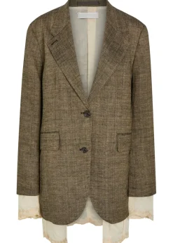 Drip layered linen and silk-blend blazer
