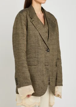 Drip layered linen and silk-blend blazer