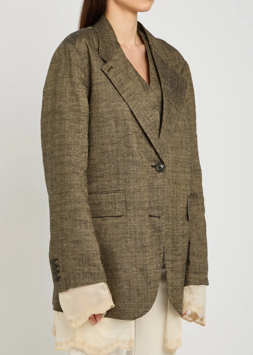 Drip layered linen and silk-blend blazer