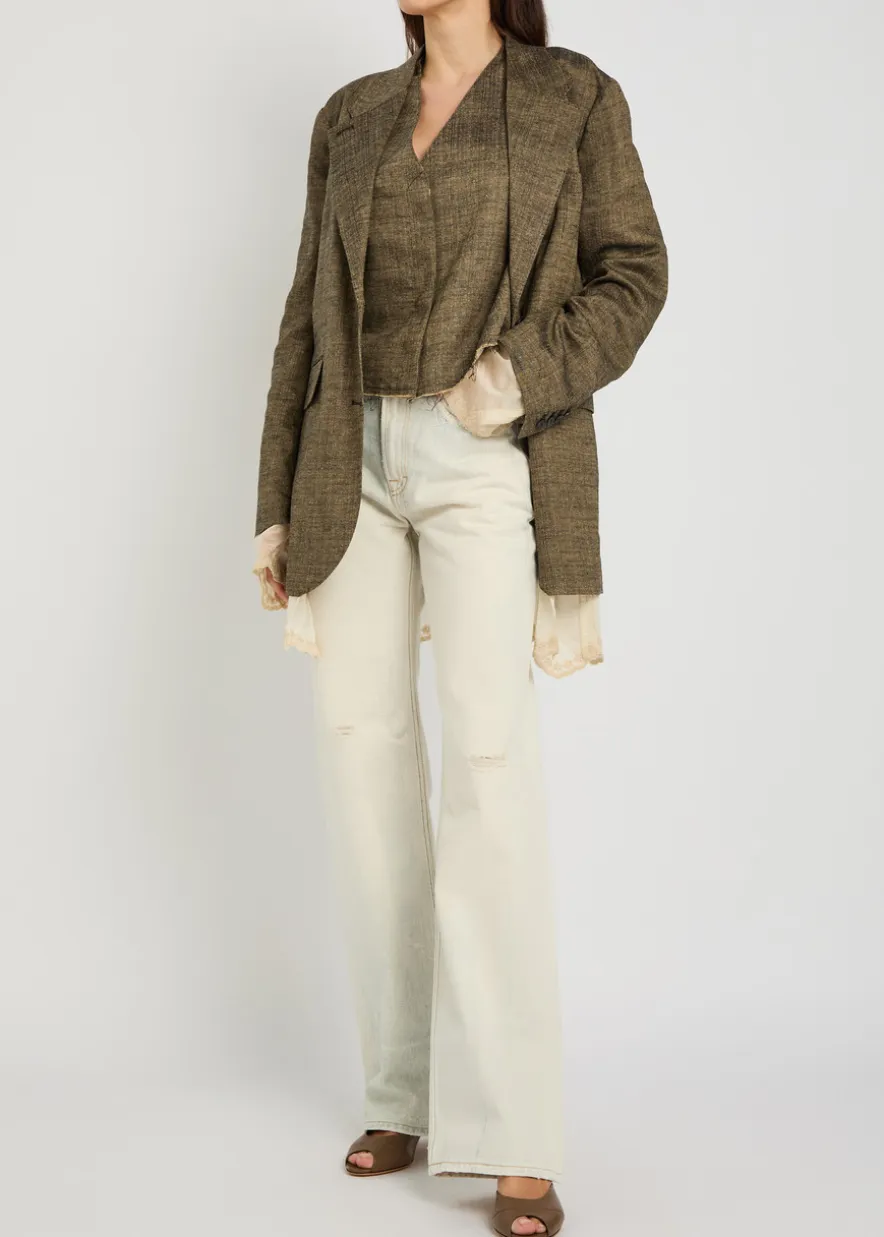 Drip layered linen and silk-blend blazer