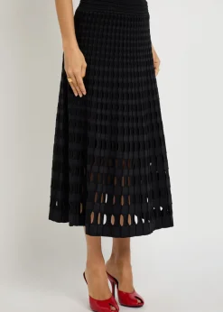 Drue textured cut-out knit midi skirt