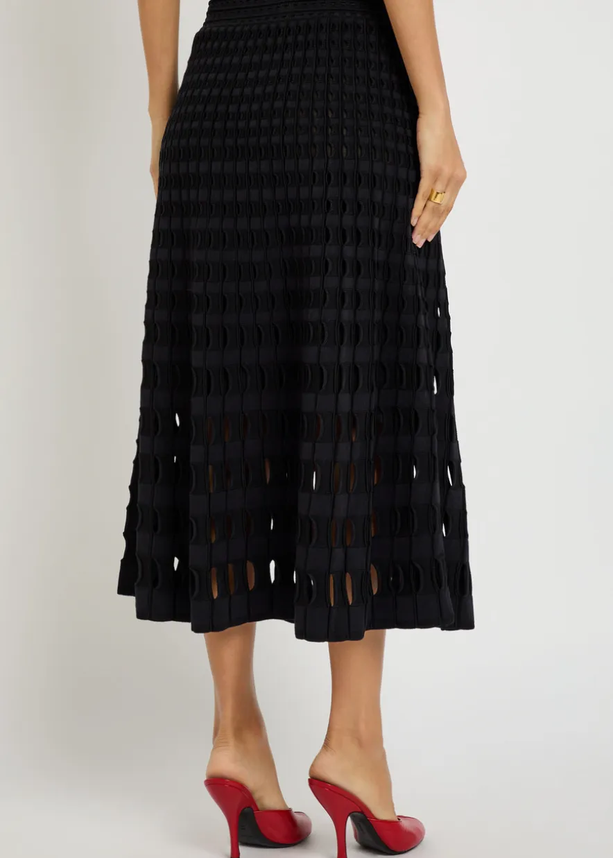 Drue textured cut-out knit midi skirt