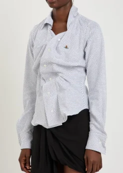 Drunken striped gathered bouclé shirt