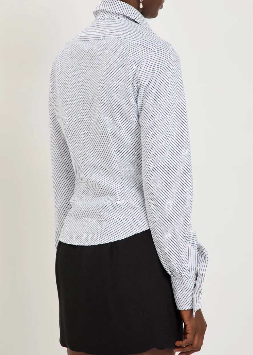Drunken striped gathered bouclé shirt