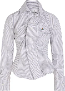 Drunken striped gathered bouclé shirt