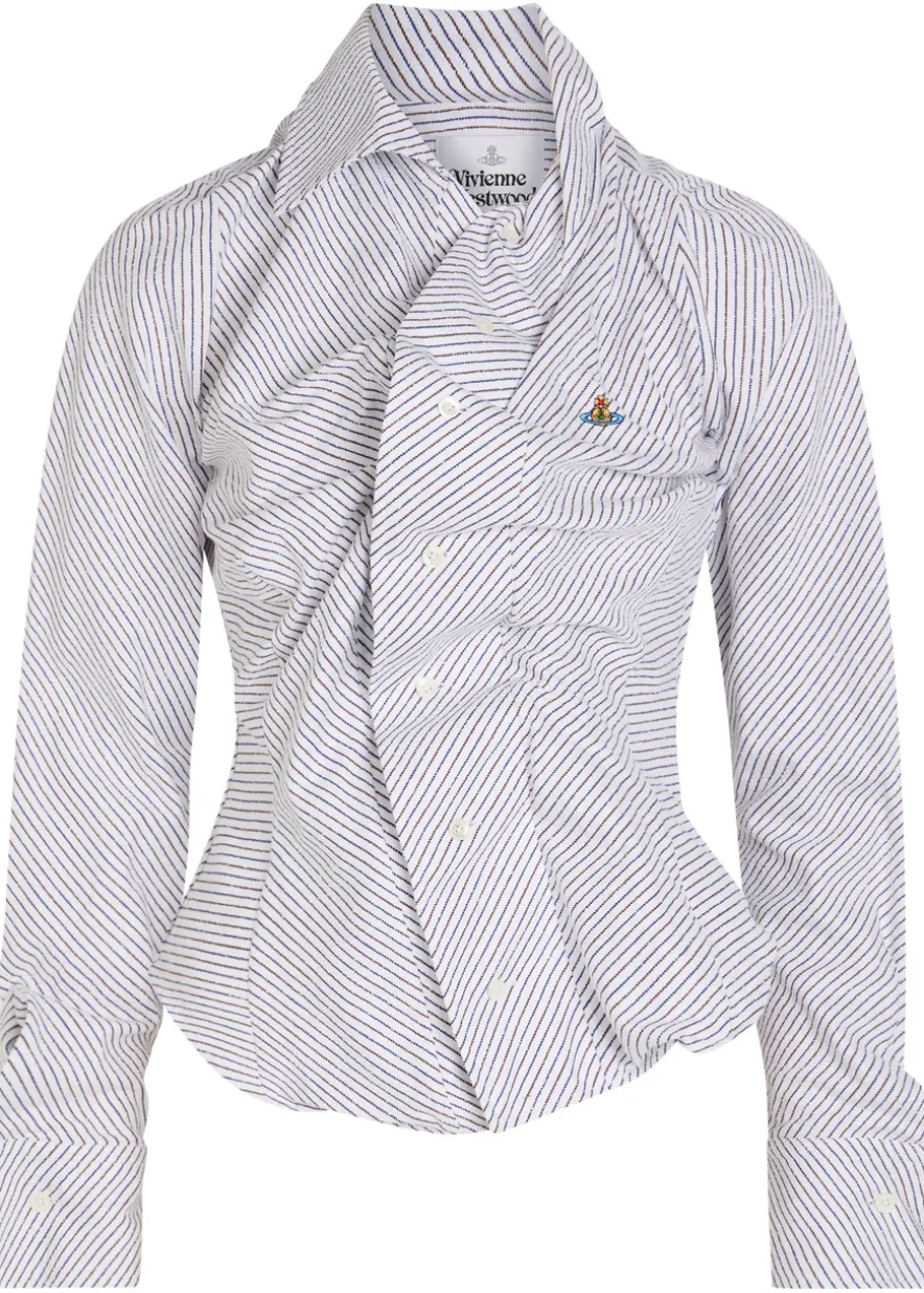 Drunken striped gathered bouclé shirt