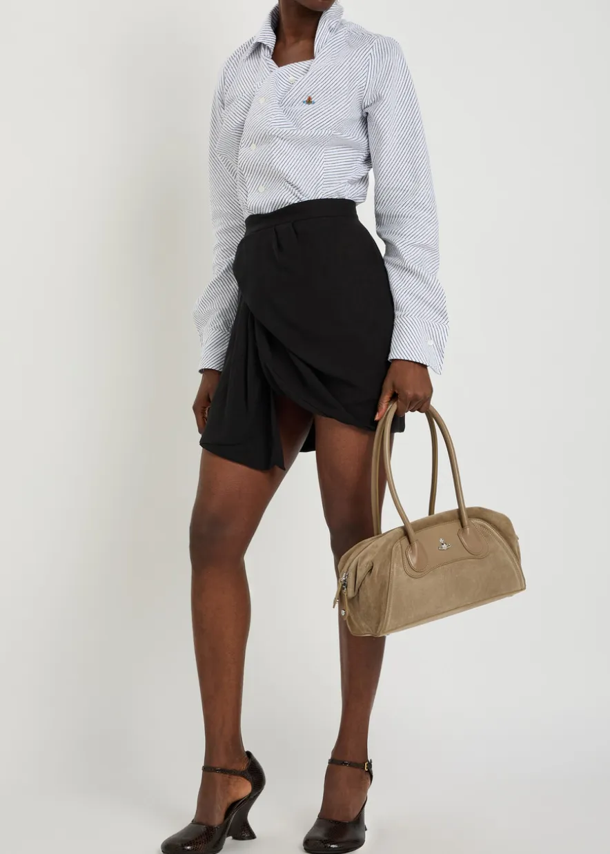 Drunken striped gathered bouclé shirt