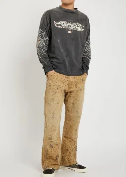 Dr. Woo printed straight-leg canvas trousers