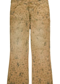 Dr. Woo printed straight-leg canvas trousers