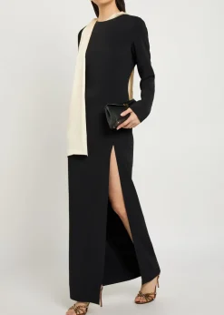 Dublina scarf-effect stretch-crepe maxi dress