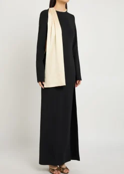 Dublina scarf-effect stretch-crepe maxi dress