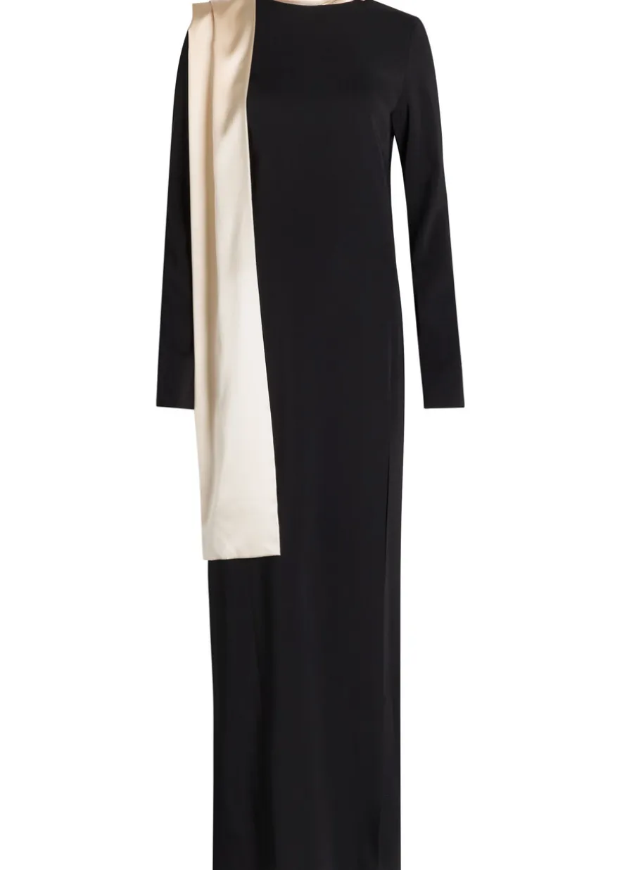 Dublina scarf-effect stretch-crepe maxi dress