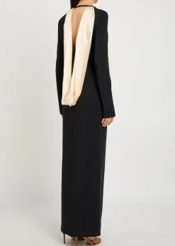 Dublina scarf-effect stretch-crepe maxi dress