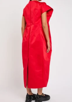 Duchess draped satin midi dress
