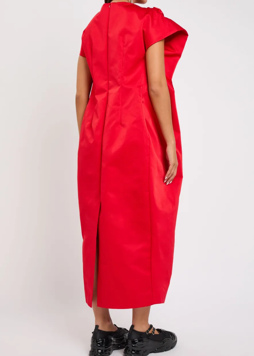 Duchess draped satin midi dress