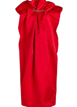 Duchess draped satin midi dress